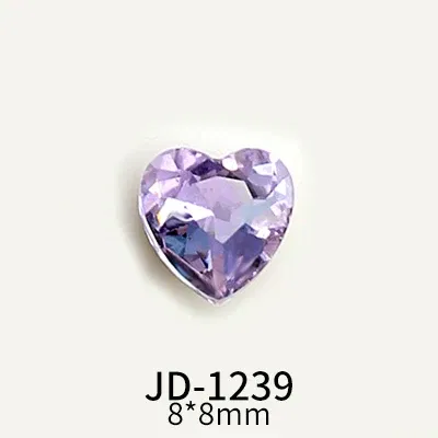 Color: WHITE - 20pcs Nail Art Light Purple Sparkling Crystal Glass Diamond Violet Pointed Bottom Bare Rhinestone Gem Nail Accessories Charms