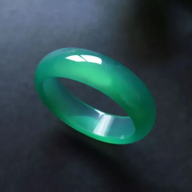 Main Stone Color: black - Natural Chalcedony Hand-carved Jade Ring Fashion Jewelry Gift Jade Rings Various Colors Lovers Gemstones Accessories Wholesale