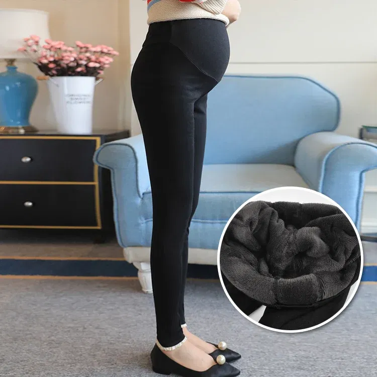 Color: black, Maternity Size: M - Winter Pregnant Women Black Leggings for Maternity Warm Soft Velvet Pants Pregnancy Inner Wool Clothes Ropa Mujer Embarazada