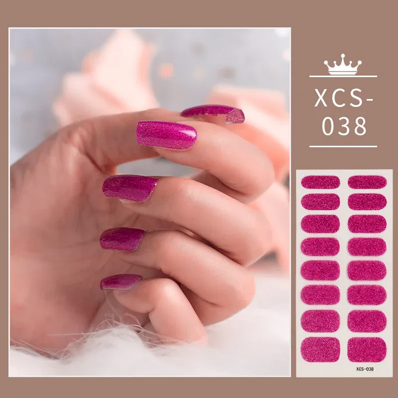 Color: Field Green - Rose Red Shiny Twinkle Full Cover Nail Stickers Sticker For Nails Self Adhesive Nail Sticker Fashion Nail Stickers Beauty