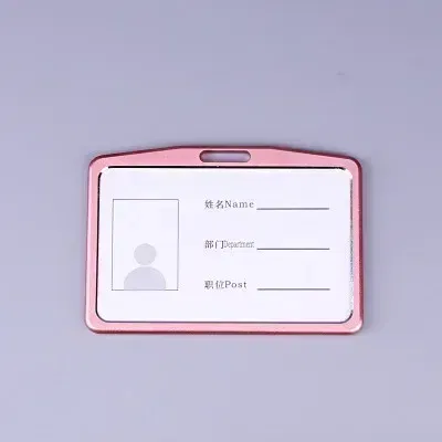 Color: Orange - Aluminum Alloy Card Cover Case Women Men Work Name Bank ID Card Holders Business Badge Case Credit Card Badge Case Bag Pouch