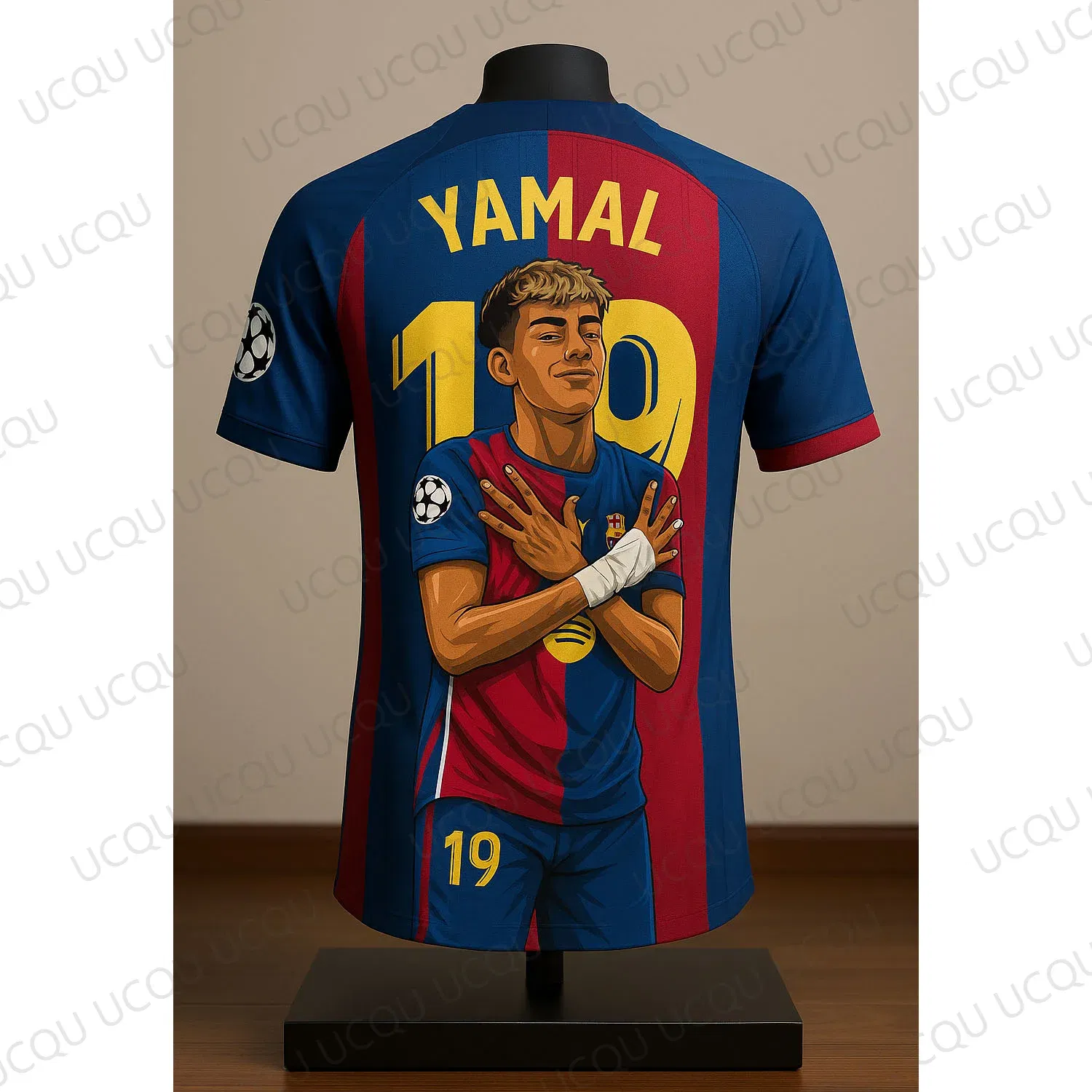 Color: Blue, Kid Size: 9T - Lamine Yamal #19 Cartoon Football Jersey 3D Printed Shirt Fanwear Limited Edition Streetwear Style
