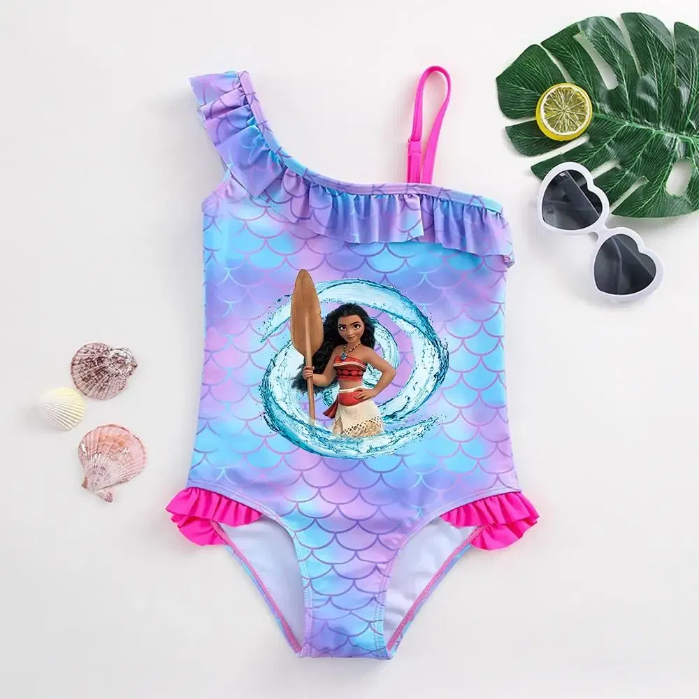 Color: Orange, Kid Size: 6M - Moana Baby Girl Mermaid Fish Scale Print Swimsuit One-Piece Swimwear Toddler Bathing Suit Beach Outfit