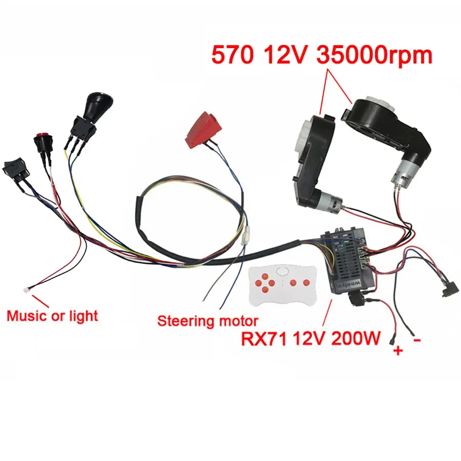 Color: WHITE - Children electric car DIY accessories wires and gearbox,Self-made toy car full set of parts for electric car kids ride on