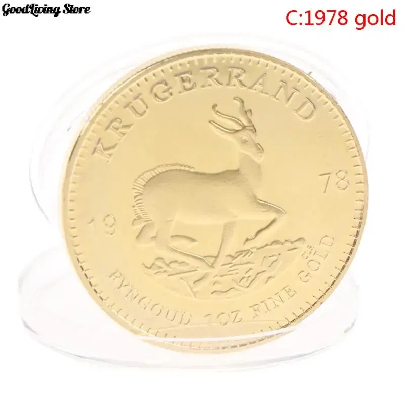 Color: CRIMSON - 1PC 1974/1978/2021 South African Gold Krugerrand Coin 4cm Gold Coin Replica Cosplay Prop