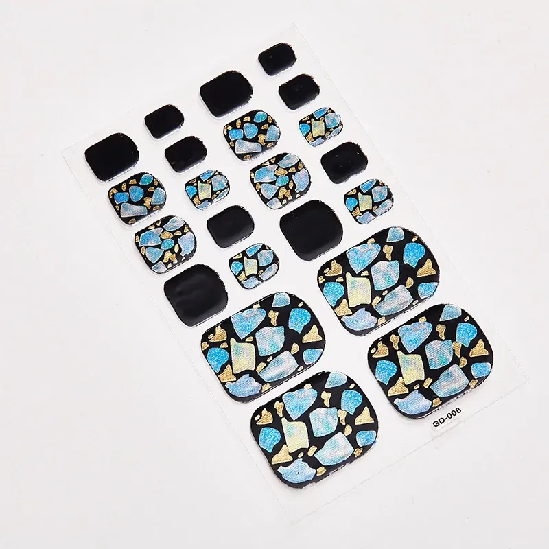 Color: Dark Grey - 22 Tips/Sheet Valentines Loveliness Full Cover Nail Stickers Fashion Nail Stickers Nail Sticker Set Designed Nail Tape Shiny