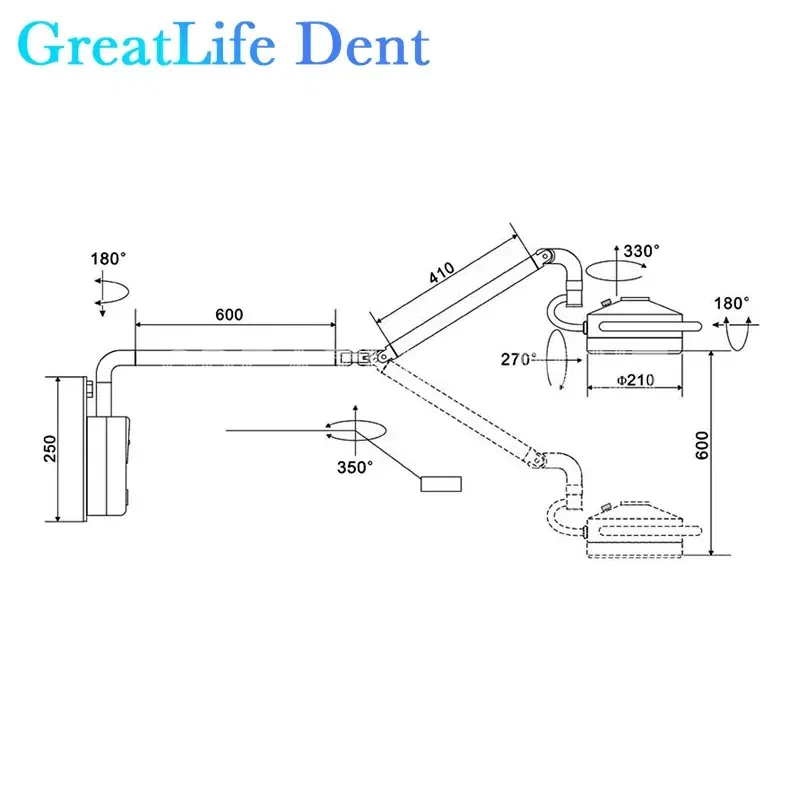 Ships From: CHINA, Color: 2 - GreatLife Dent Wall-Mounted 36w 12Leds Lamp Dental Oral Light For Dentistry Clinic Operation Shadowless Surgical Lamp