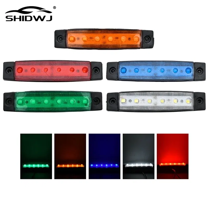 Emitting Color: green - 1Pcs Truck Trailer Side Marker Indicators clearance Light Car Brake Rear Highlight Tail Light 6LED 12V/24V Warning Signal Lamp