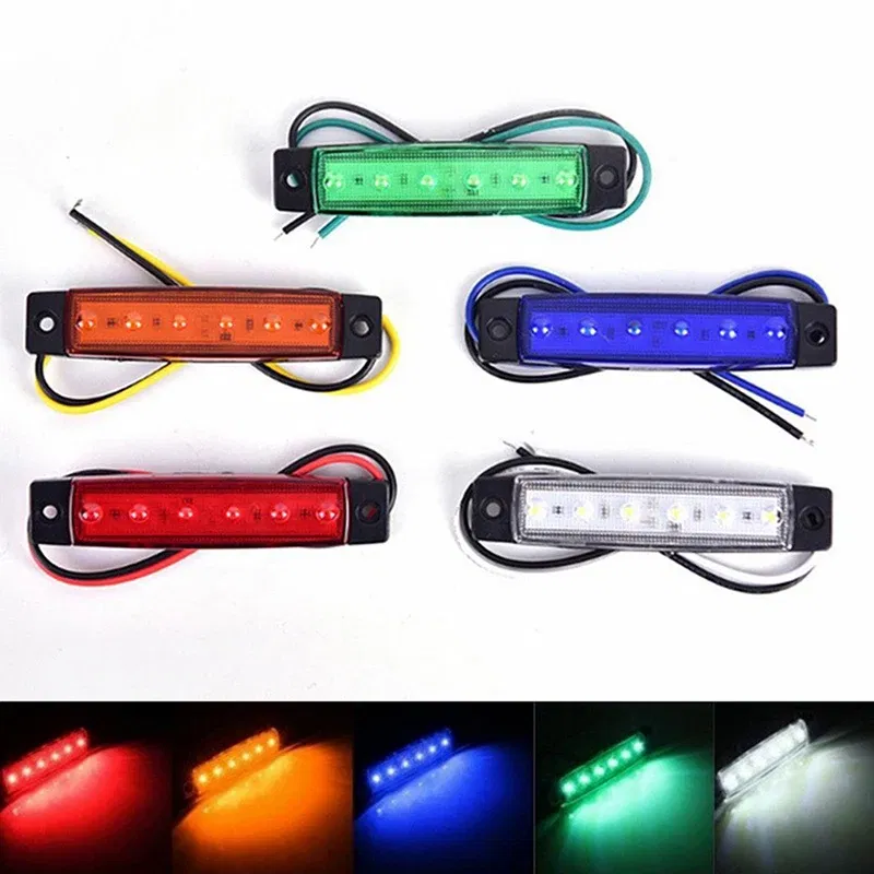 Emitting Color: green - 1Pcs Truck Trailer Side Marker Indicators clearance Light Car Brake Rear Highlight Tail Light 6LED 12V/24V Warning Signal Lamp