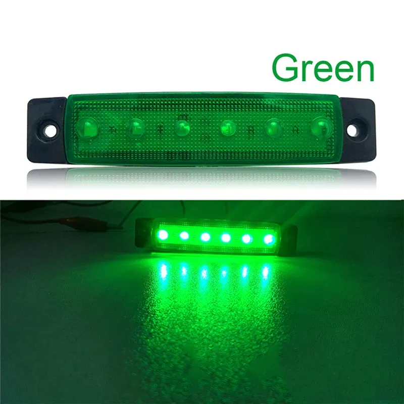 Emitting Color: green - 1Pcs Truck Trailer Side Marker Indicators clearance Light Car Brake Rear Highlight Tail Light 6LED 12V/24V Warning Signal Lamp