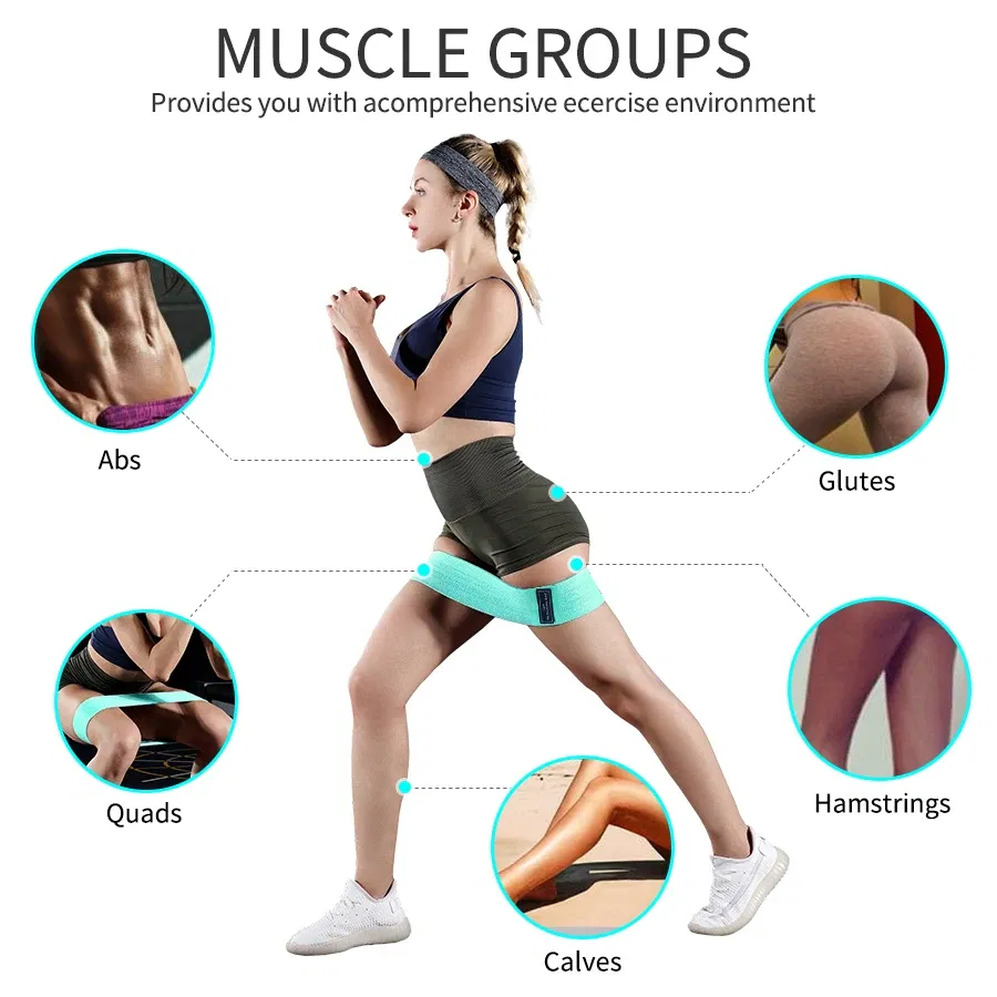 Color: MULTI - Fabric Resistance Hip Booty Bands Glute Thigh Elastic Workout Bands Squat Circle Stretch Fitness Strips Loops Yoga Gym Equipment