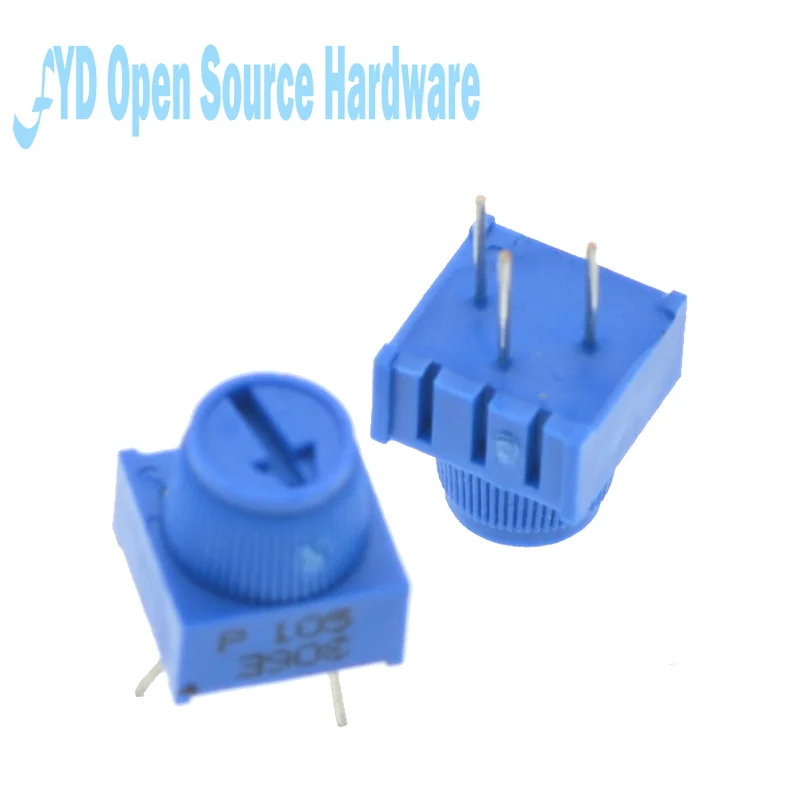 Resistance: 100K Ohm - 3386P-1-103 1k 2k 5k 10k 20k... 0.5W, 1/2W PC Pins Through Hole Trimmer Potentiometer Cermet 1 Turn Top Adjustment 5PCS/LOT