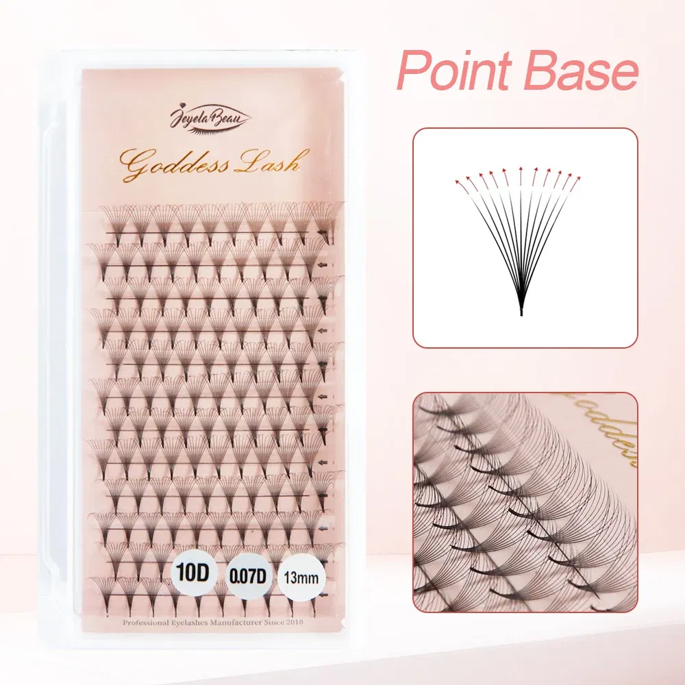 Color: Rose Red, Curl: D, Thickness: 0.07mm, Length: 11mm - Goddess Premade Volume Fans 5D 6D 10D 12D 16D 20D MIX Individual Lashes Pre Made Russian Volume Fan Eyelash Extension Faux Mink