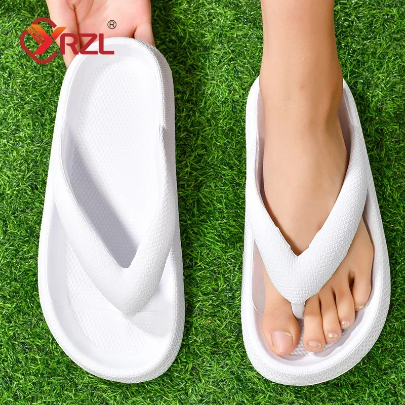 Color: Brown, Shoe Size: 36 - YRZL Flip Flops Men Soft Sole Platform 2024 Summer Beach Non Slip Women Slippers Coulple Thick Sole Bathroom Slides Sandals