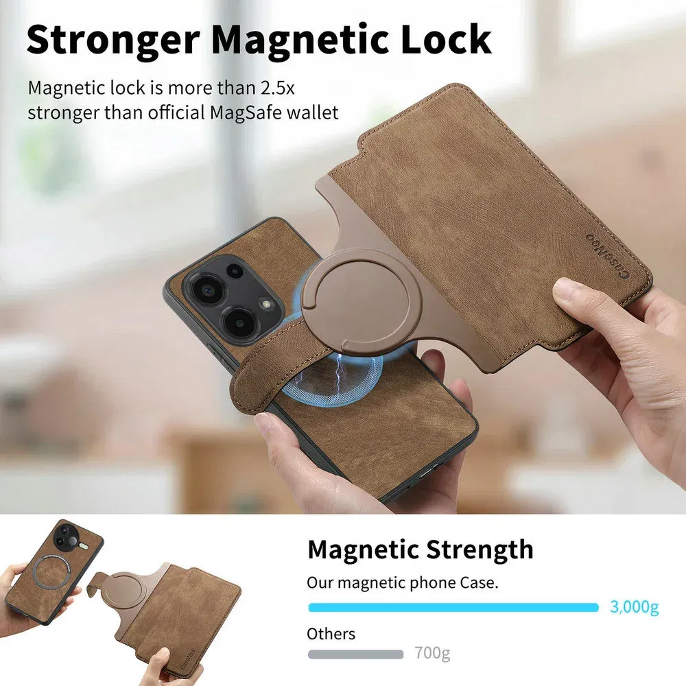Color: Brown, Material: POLYESTER - For Poco F8 Ultra F7 X7 X6 M6 M7 Pro 5G Luxury Case RFID Leather 2IN1 Detachable Book Funda Xiaomi Poco F6 X5 X 6 F 8 Flip Cover