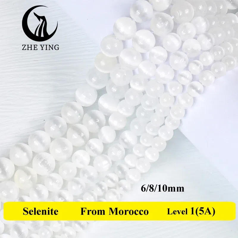 Color: DEEP BLUE, Item Diameter: 8mm - 5A Genuine Natural Selenite Stone Near-round Loose Gemstone Beads 6 8 10mm Pick Size Bracelet Necklace Accessories