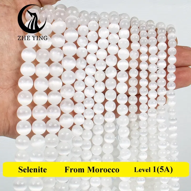 Color: DEEP BLUE, Item Diameter: 8mm - 5A Genuine Natural Selenite Stone Near-round Loose Gemstone Beads 6 8 10mm Pick Size Bracelet Necklace Accessories