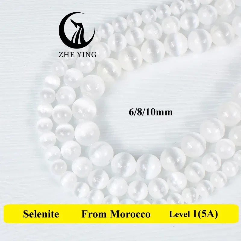 Color: DEEP BLUE, Item Diameter: 8mm - 5A Genuine Natural Selenite Stone Near-round Loose Gemstone Beads 6 8 10mm Pick Size Bracelet Necklace Accessories