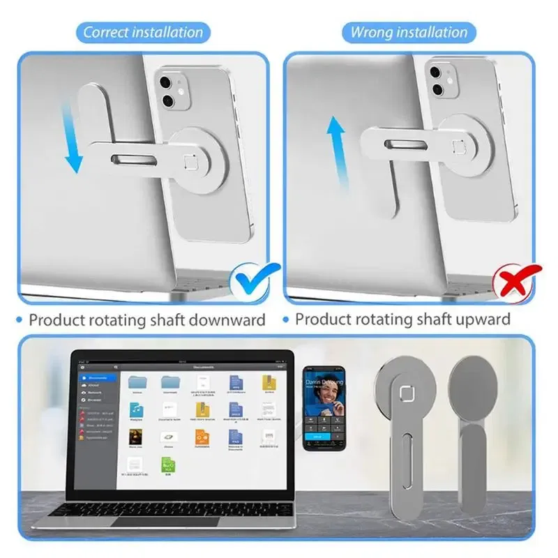 Color: Black, Ships From: United States - Laptop Phone Holder Magnetic Mobile Phone Stands Foldable Computer Expansion Bracket Slim Portable Monitor Side Mount For Office