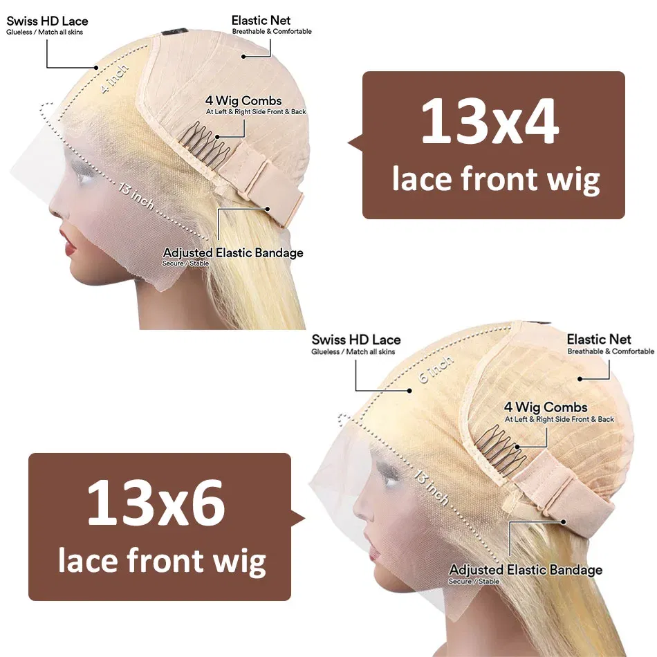 Color: WHITE, Stretched Length: 28inches, Density: 210%, Ships From: CHINA - 613 Blonde Lace Front Wig Human Hair Body Wave 13X6 Hd Lace Frontal Wig 13X4 Lace Front Human Hair Wig Hd Lace Wig For Women