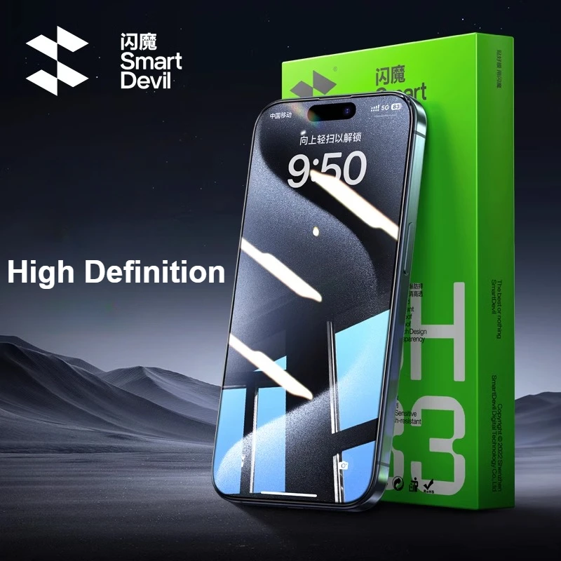 Color: Transparent, Material: pet - SmartDevil 2/3PCS Anti-fingerprint Tempered Glass Film for iPhone 15Pro Max 14Pro 13 15 Non-full Cover HD Clear Screen Protector