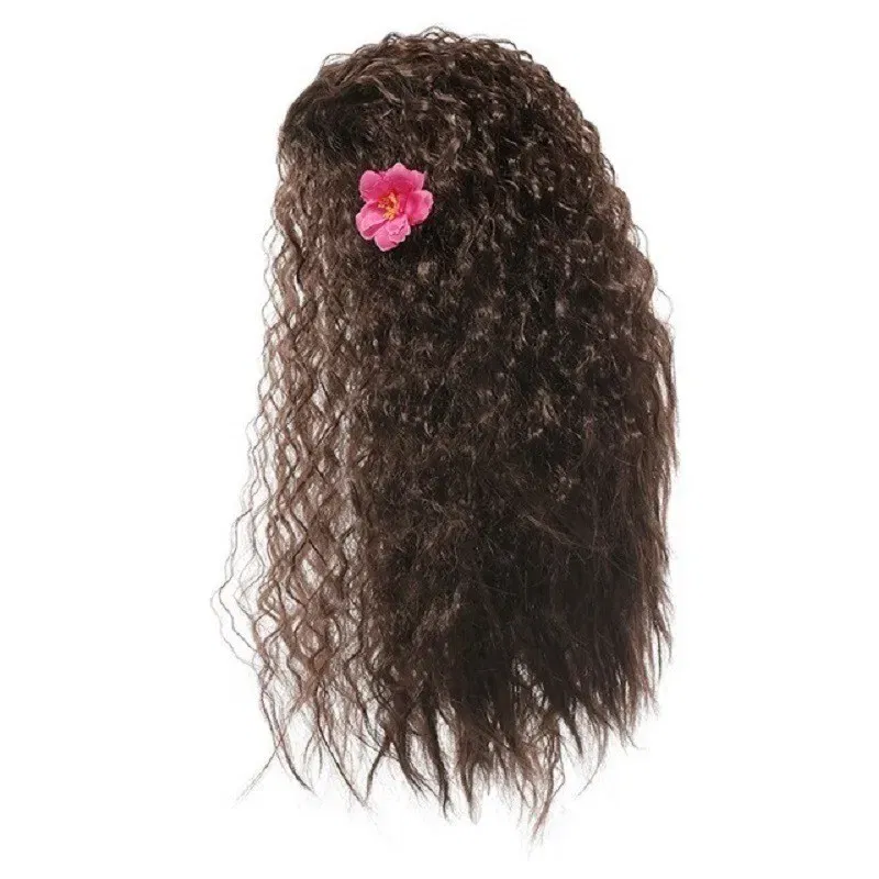 Color: Gold - Gilrs New Movie Moana 1&2 Wig and Necklace Flower Clip Dress Up Set Vaiana Costume Accessories Moana Pet Pig and Cock Xmas Gift