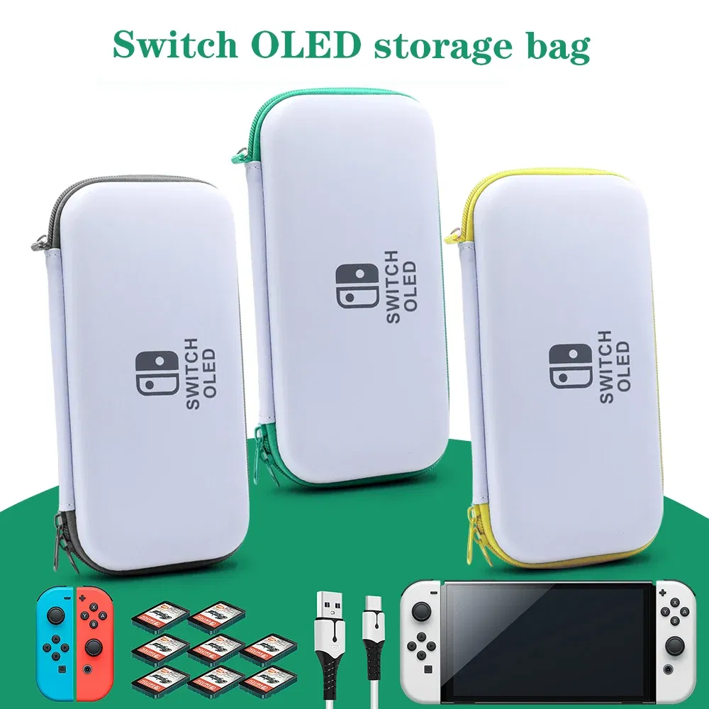Color: Gold - Case Kit For Nintend Switch OLED Console Carrying Case Protective Pouch Hard Shell Clear Cover For Switch Oled WIth Film Glass