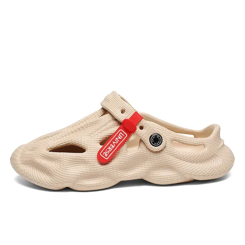 Color: Khaki, Shoe Size: 39 - Summer Men's Clogs Sandals Lightweight Breathable Anti-slip Beach Slippers Men Outdoor Slippers Clogs Anti-slip Beach Slippers