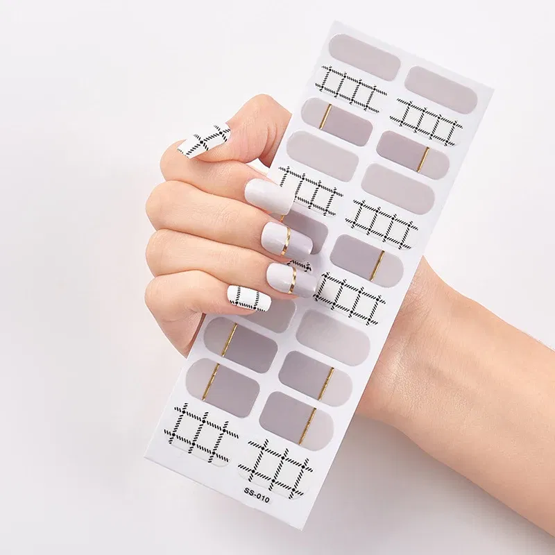 Color: Dark Red - DIY Gel Nail Stickers Cured-free Long-Lasting Solid Color Nail Strips Patch Slider Sticker Full Cover Decal Nail Manicure Patch