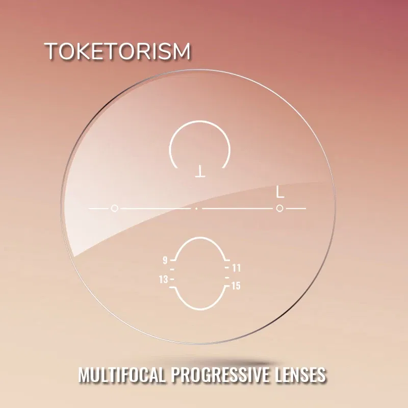 Lenses Color: WHITE, Lens Index: 1.67 - Toketorism Multifocal Lenses Customize Photochromic Anti Blue Light Progressive Prescription Glasses