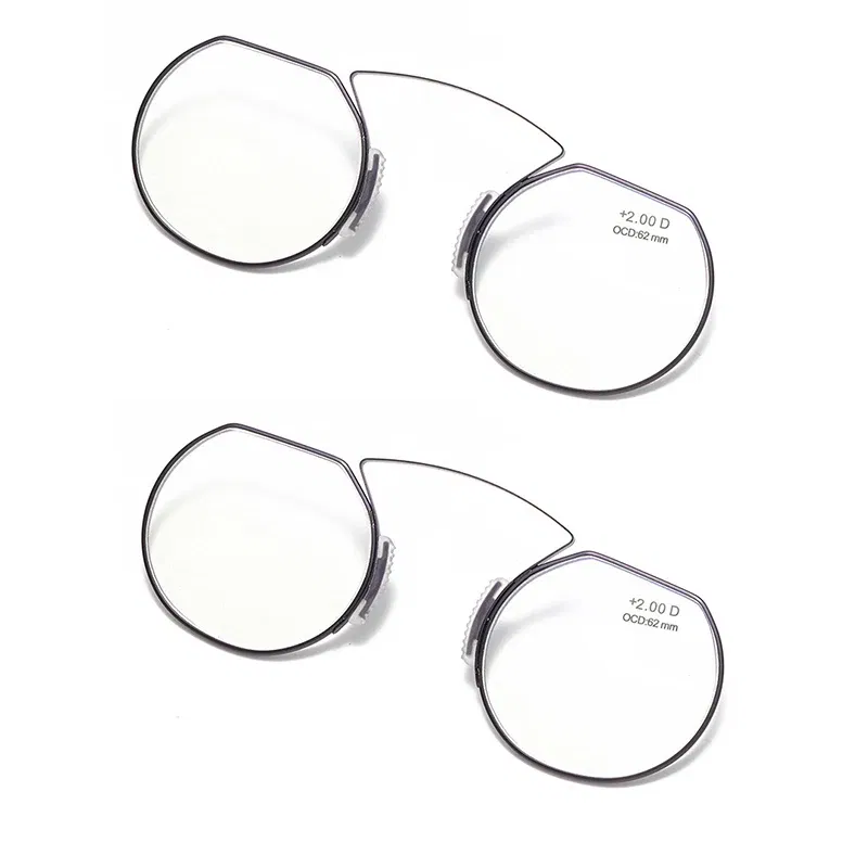 Frame Color: Khaki, Eye Prescription: +250 - Women Clip Nose Reading Glasses Anti Blue Light Presbyopic Glasses Men Portable Men's Eyeglasses Anti-Lost Legless Bezel + Case