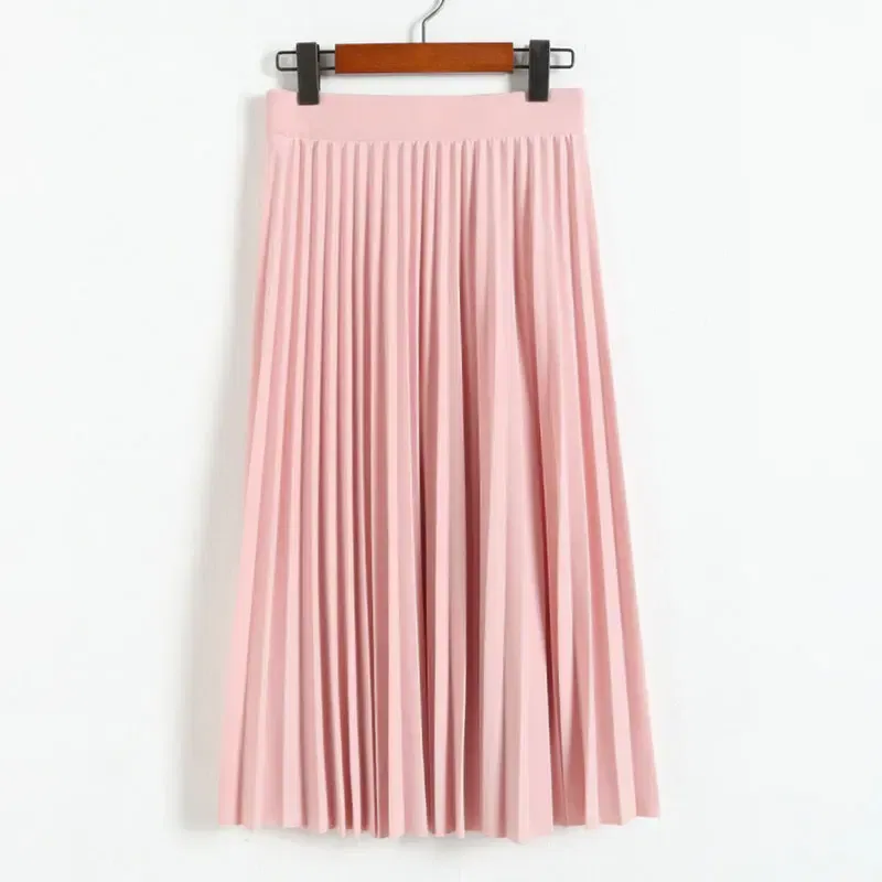 Color: Pink, Size: One Size - Spring and Autumn New Fashion Women's High Waist Pleated Solid Color Half Length Elastic Skirt Promotions Lady Black Pink