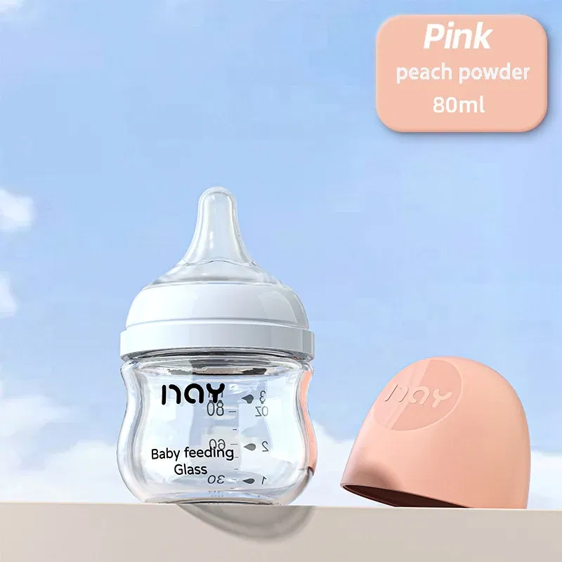 Color: Pink - Dr.isla Glass Bottles Newborn Feeding Bottles 80ML/160ML Baby Bottle Anti-flatulence Milk Feeding Bottles Infant BPA free