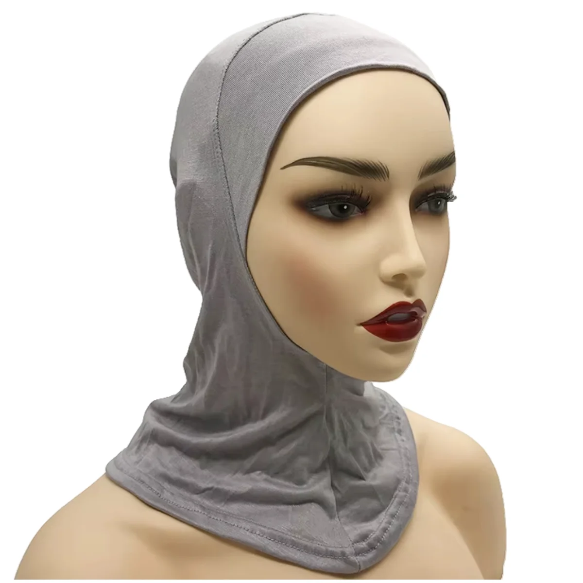 Color: lce grey - 1 Piece Turban Caps for Women Muslim Underscarf Modal Hijab Inner Caps Stretchy Full Cover Shawl Cap Full Neck Coverage