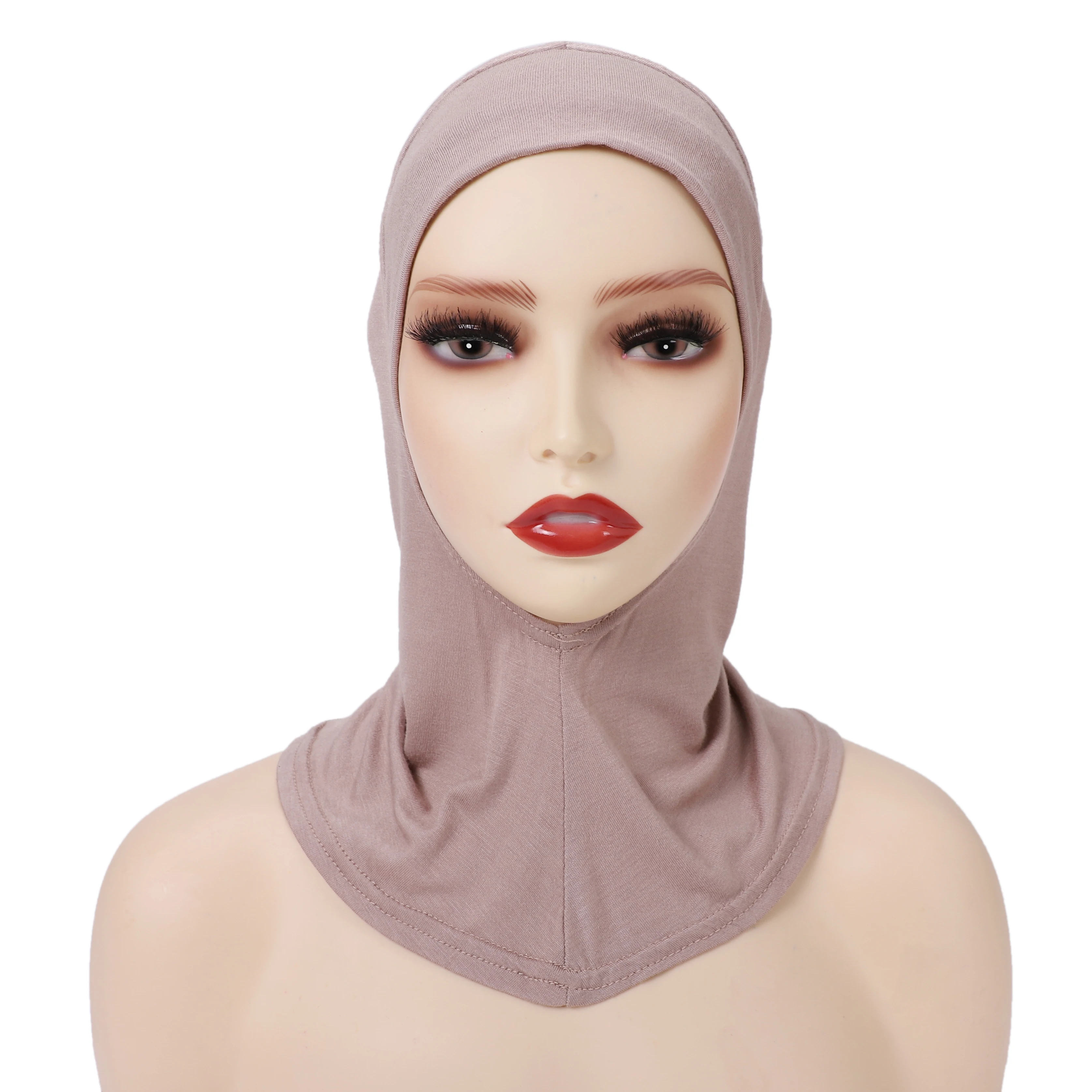 Color: lce grey - 1 Piece Turban Caps for Women Muslim Underscarf Modal Hijab Inner Caps Stretchy Full Cover Shawl Cap Full Neck Coverage