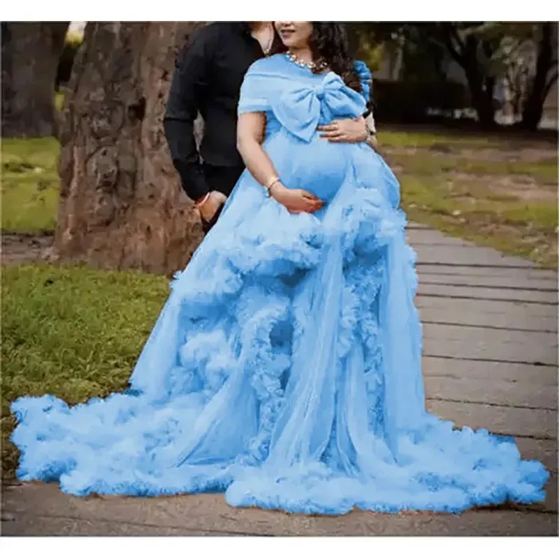 Color: Pink, Maternity Size: 6, Ships From: CHINA - BIG BOW Tulle Ruffle maternity dresses photoshoot baby shower п?»?°?‚ь?µ д?»я ?±?µр?µм?µнн?‹?… فس?§تي?† ??&