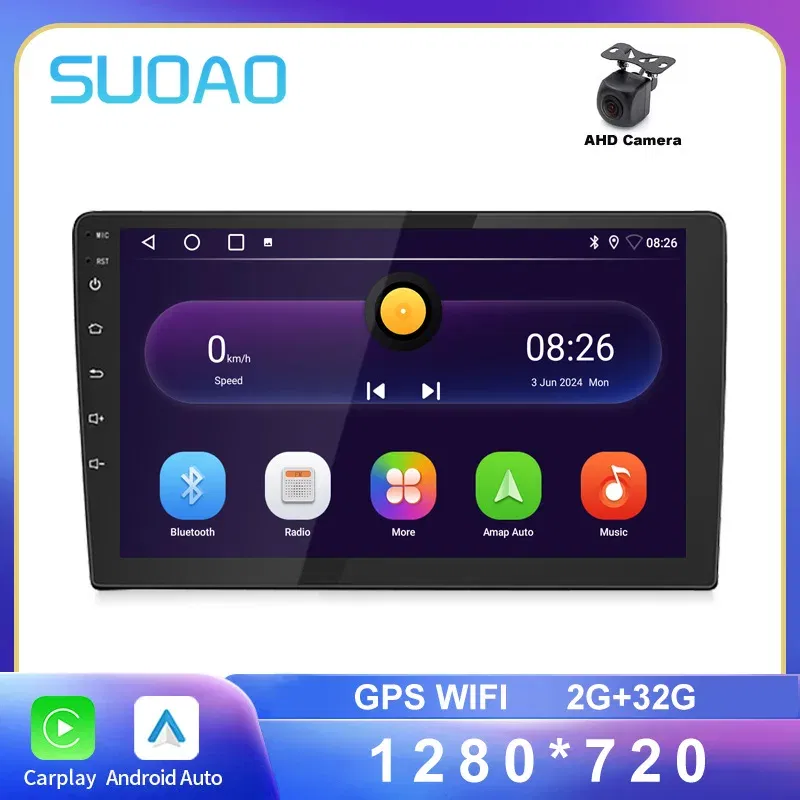 Color: Red, Ships From: CHINA - 2 Din Car Radio Carplay 1280*720 Android Auto Universal Multimedia Player GPS WIFI Autoradio Stereo Video System AHD Camera