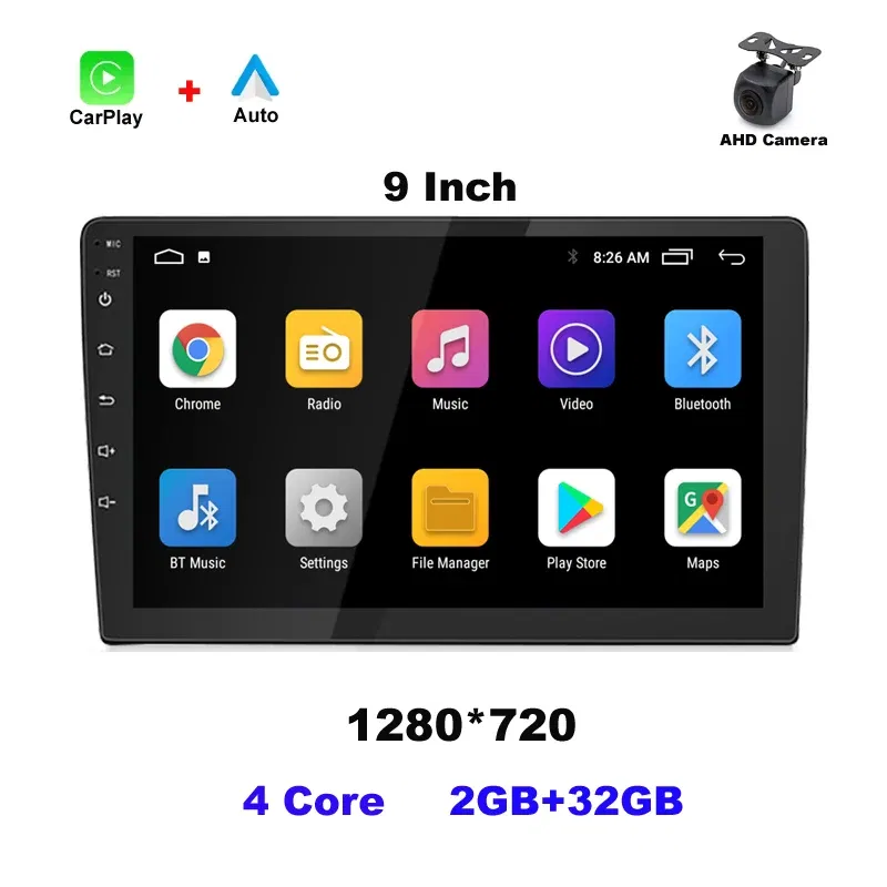 Color: Red, Ships From: CHINA - 2 Din Car Radio Carplay 1280*720 Android Auto Universal Multimedia Player GPS WIFI Autoradio Stereo Video System AHD Camera