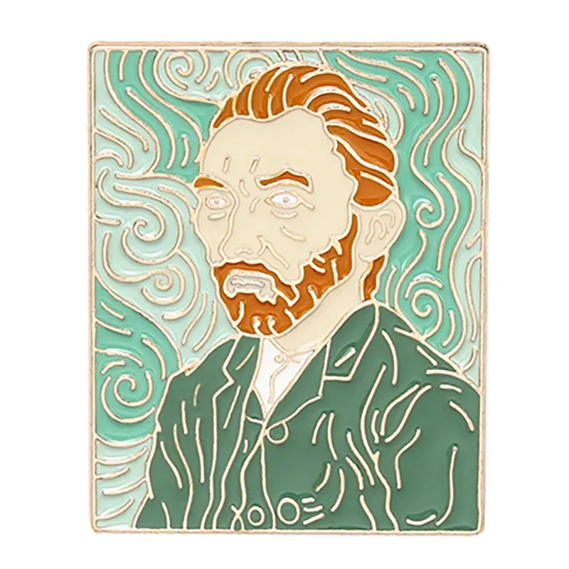 Metal color: Light Yellow Color - Van Gogh Oil Painting Brooch Van Gogh Brooch Galaxy Brooch Star Moon Sunflower Brooch Art Brooch Van Gogh Lapel Pin