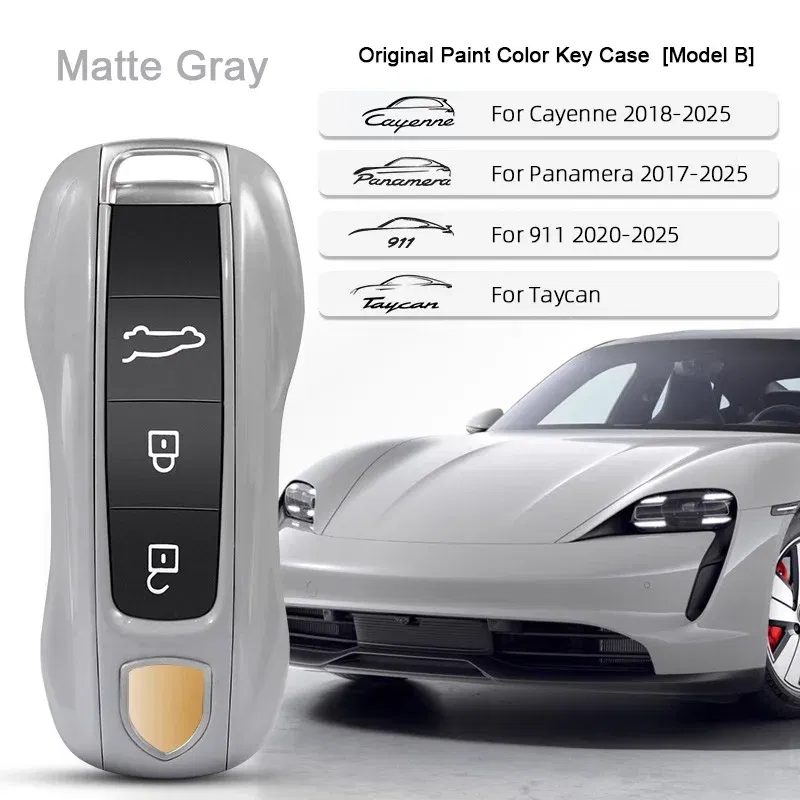 Color Name: APRICOT - For Porsche Cayenne 9ya 9yb Panamera 971 911 Targe Taycan Macan 95b Cayman 718 Boxster 2014-2025 Car Remote Smart Key Case Cover