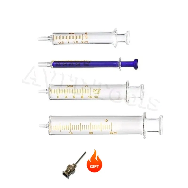 Color: Red - Glass Syringe 1ml 2ml 5ml 10ml 20ml 30ml Syringe Metal Needle Welding Oil Container Glass Push Rod Mobile Phone Repair Tools