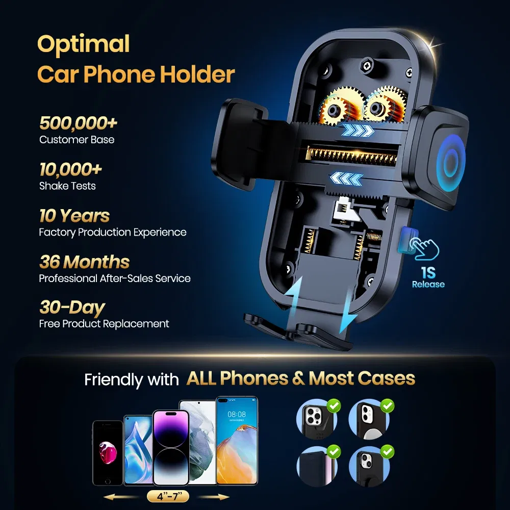 Color: Red - TOPK Car Phone Holder 4 in 1 Super Stable Car Phone Mount for Car Dashboard/Windscreen/Air Vent Compatible with All Mobile Phone