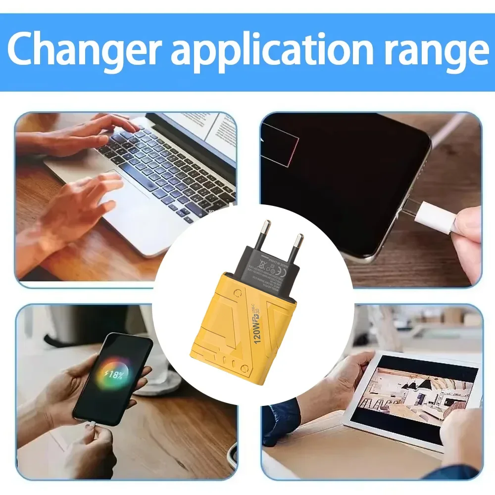 Plug Type: US - Xiaomi 4 Ports Phones Charger 120W Fast Quick Charger USB 3.0  PD Charger Adapter For iPhone Samsung EU US UK Plug Wall Adapter