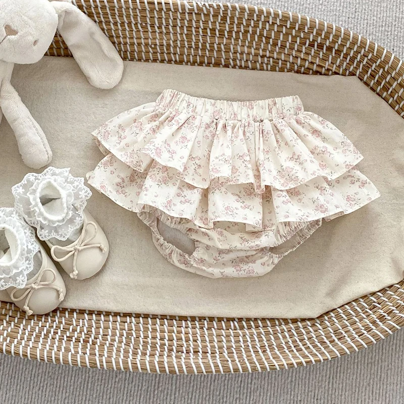 Color: Khaki, Kid Size: 3T?€?€·?¤–运动?‰ - Double Layers Ruffles Lace Baby Skirt Pants Summer Cotton Linen Kids Pettiskirt Toddler Dancing Wedding Clothing Tutu Skirt