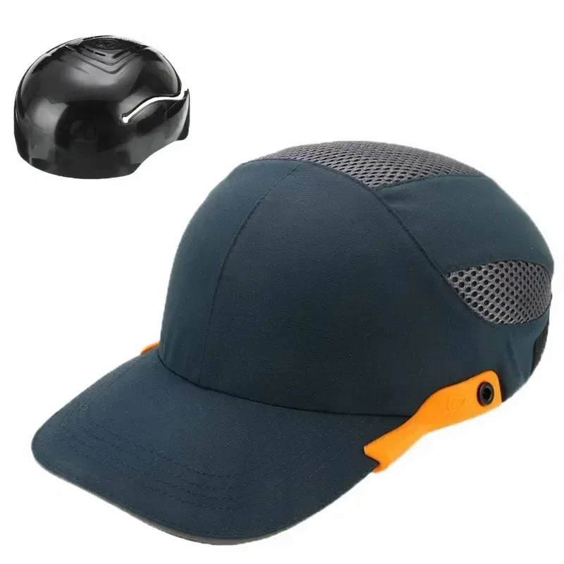 Color: Black - Safety Bump Cap with Reflective Stripes Lightweight and Breathable Hard Hat Head Helmet Workplace Construction Site Hat Black