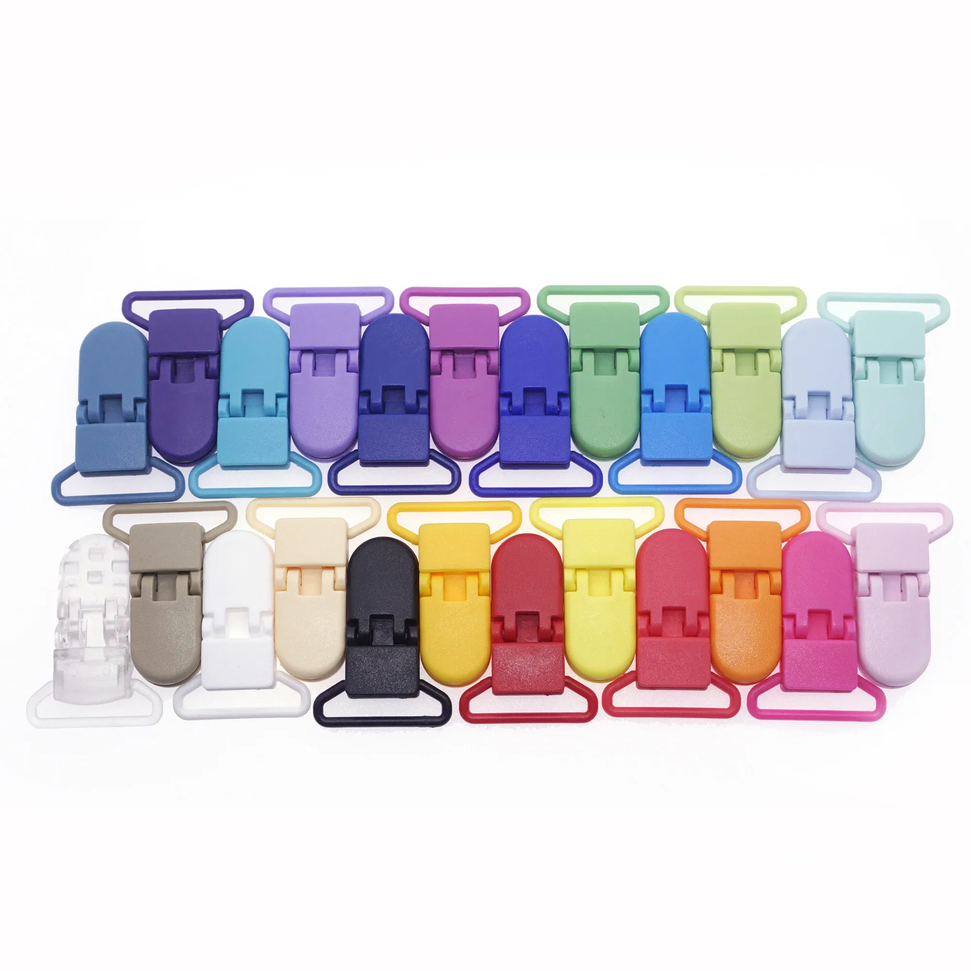 Color: Sky blue - 48Pcs Eco-friendly Plastic Baby Pacifier Clips Holder Mix Colors Dummy Soother Bib Suspender Clip Transparent 25MM Free Shipping