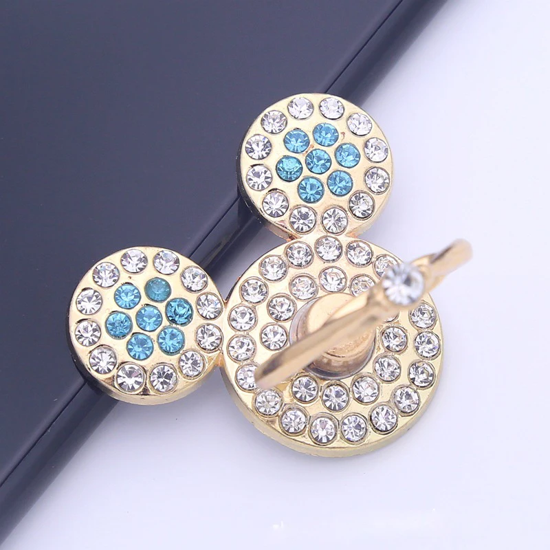 Color: Red - Cute Anime Mickey Mouse Minnie Phone Finger Ring Holder With Diamond Kawaii High Quality Mobile Stand For Iphone 13 14 Huawei