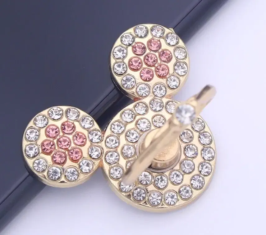 Color: Red - Cute Anime Mickey Mouse Minnie Phone Finger Ring Holder With Diamond Kawaii High Quality Mobile Stand For Iphone 13 14 Huawei