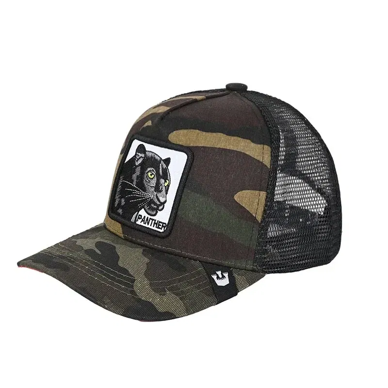 Color: army green - Baseball Caps Men Women Snapback Hip Hop Cap With Fashion Animals Embroidery Summer Breathable Mesh Trucker Caps Streetwear Bone