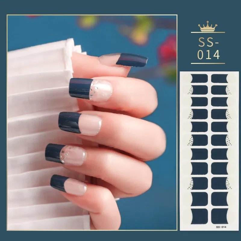 Color: Red - 22 Tips Blue and White Shiny Speckles Nail Art Sticker Full Cover Nail Stickers Last Update Nail Wraps Lot Sticker for Nails